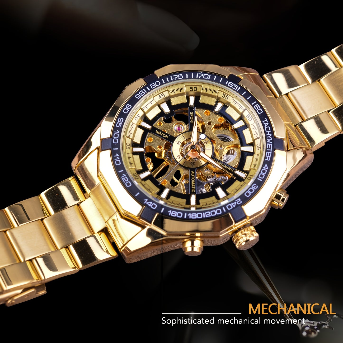 Forsining Stainless Steel Business Men's Automatic Mechanical Watches, Fashion Luminous Hollow Sport Wrist Watch, Ideal choice for Gifts