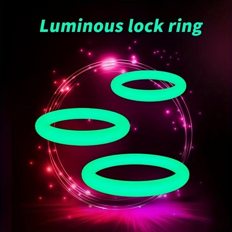 3pcs Set of Luminous Triple Rings for Men - Penis Rings for Delayed Ejaculation, Foreskin Obstruction, and Enhanced Pleasure - Soft Silicone, Ergonomic Design, and Easy to Clean