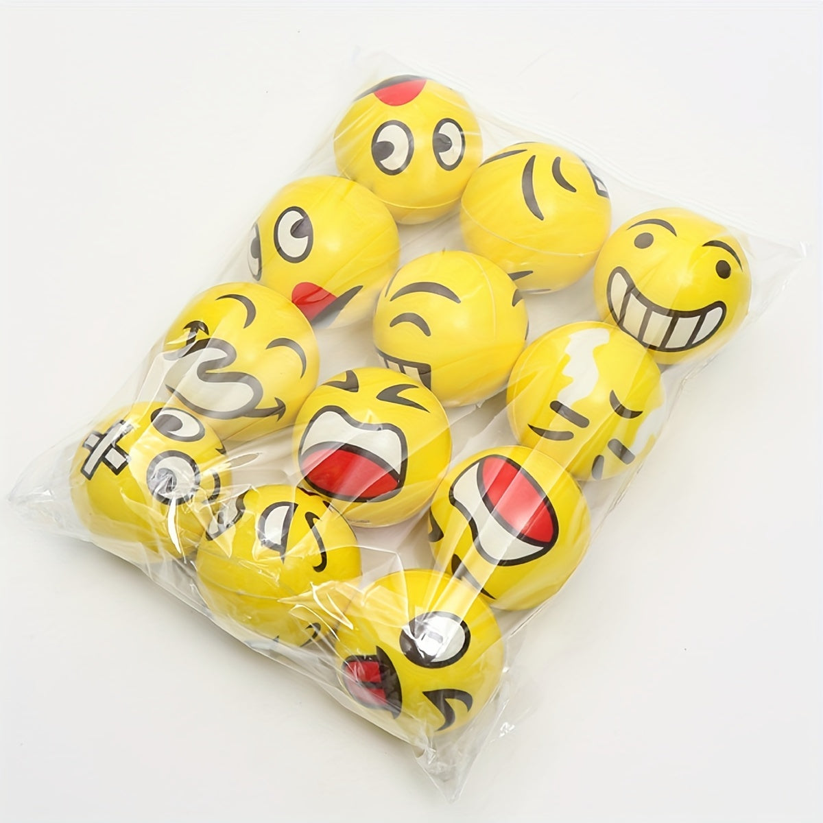 12-Pack Funny Face Stress Relief Squeeze Balls, Sponge Novelty Squishy Toys for Kids, Assorted Facial Expressions Gag Toys, Party Favors, Holiday Blind Box, Birthday Gifts for Ages 3-8, TPU Material