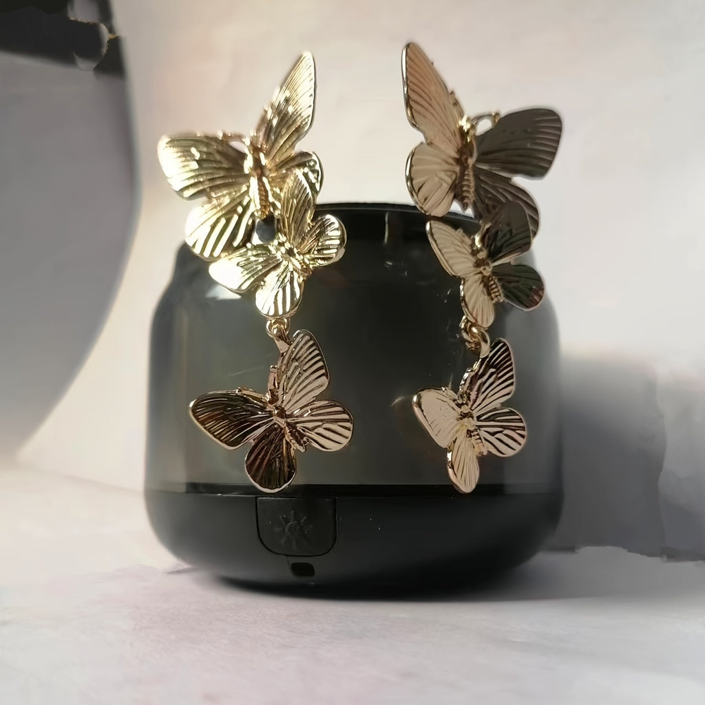 Golden Large Butterfly Long Earrings Animal Personality Earrings Ladies Jewelry Accessories