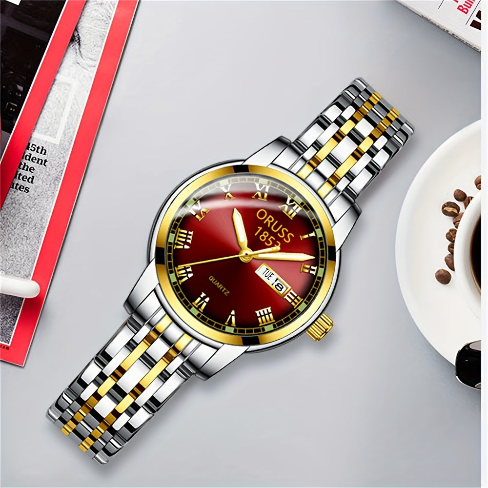 ساعات نسائية كلاسيكية ذات طابع ريترو بتقويم مزدوج متينة وأنيقة وعصرية وساعة نسائية لطيفة وسخية