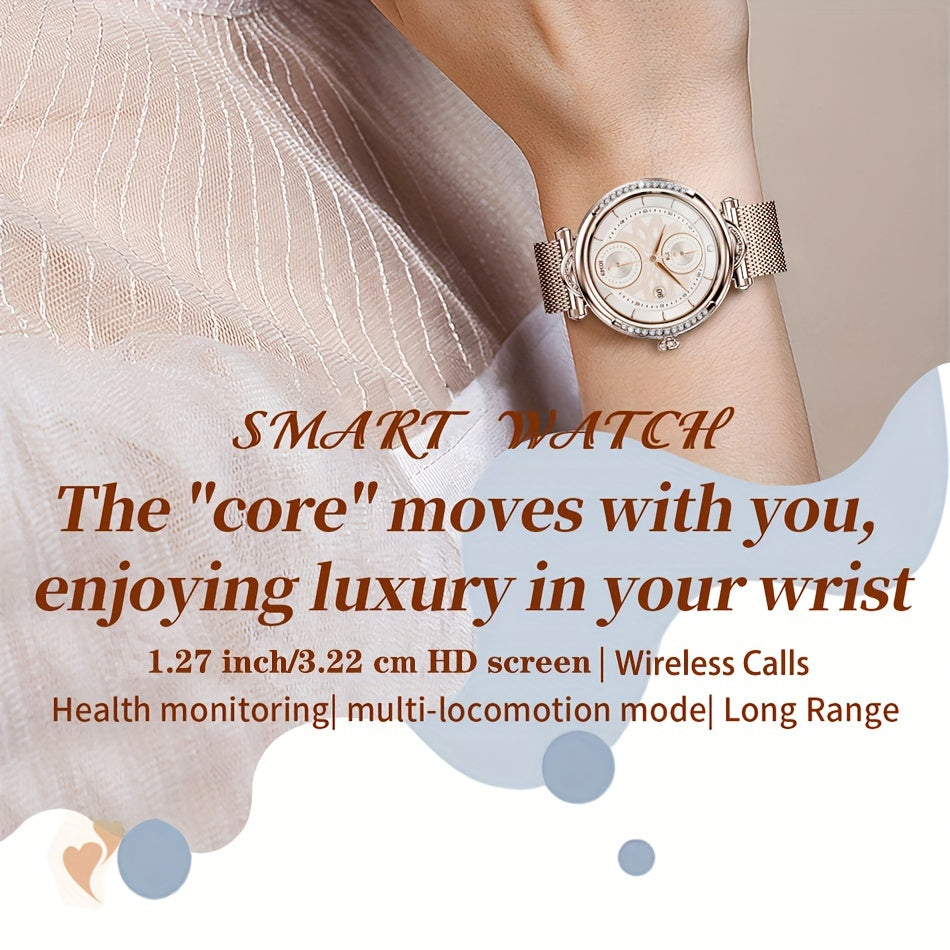 2024 New Wireless Call Smart Watch, 1.27inch Full Touch Screen, Pedometer, Mileage, 100+ Exercise Modes, Weather, Music Control, Remote Photo Taking, Message Alerts, Breathing Exercise, Stopwatch, Timer, Alarm Clock, Fashiona