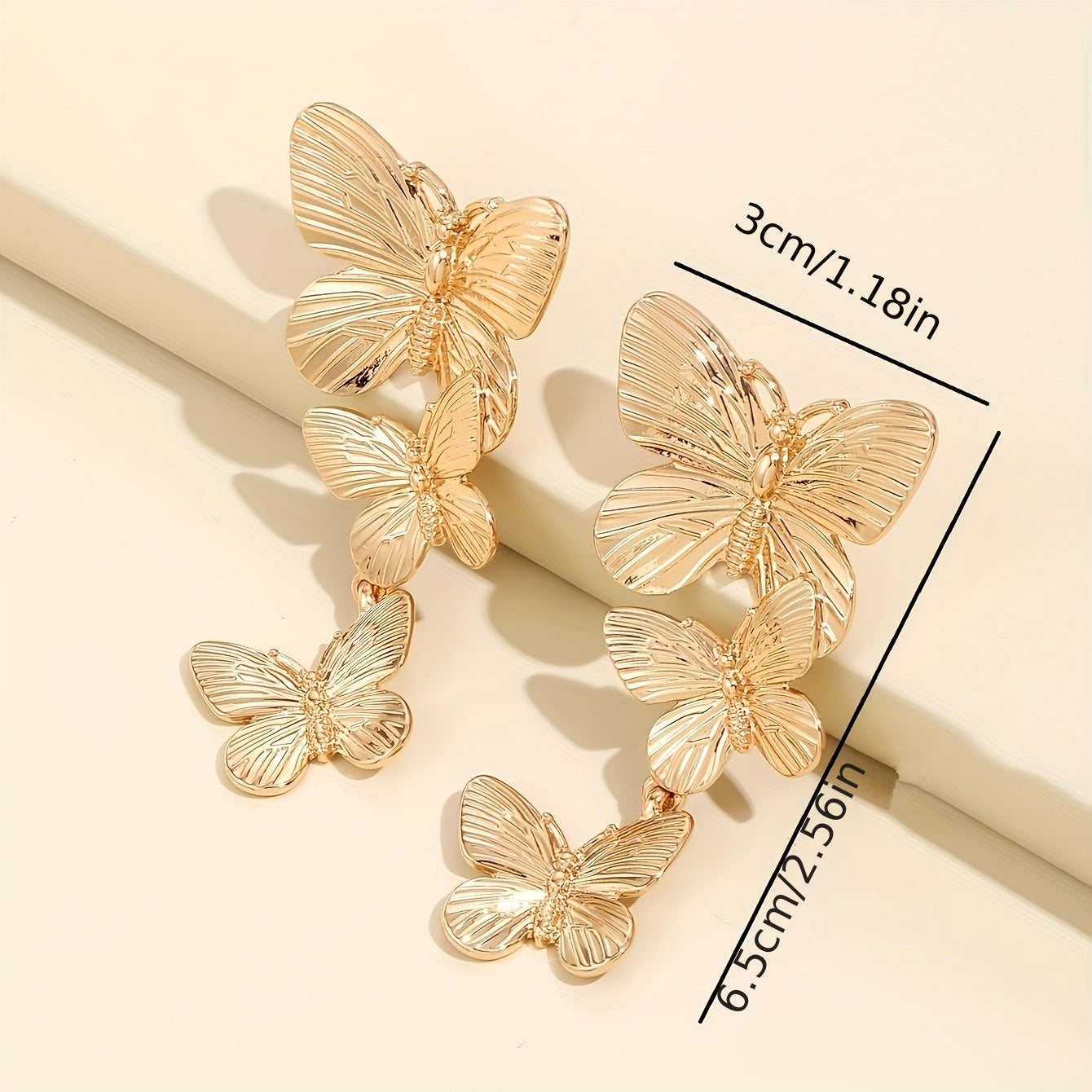 Golden Large Butterfly Long Earrings Animal Personality Earrings Ladies Jewelry Accessories