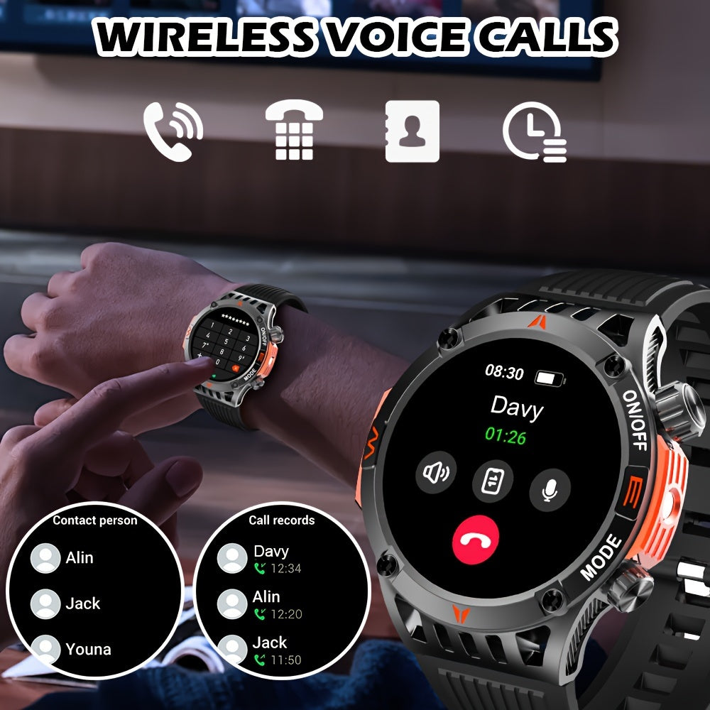 QTLJJBY Smart Watch Wireless Answer And Call SOS Outdoor Watch Outdoor Sports Watch LED IP68 Compass Fitness Tracker Pedometer Multimedia Message Display, Suitable Mobile Phones, Men's And Women's Smart Watches Gift