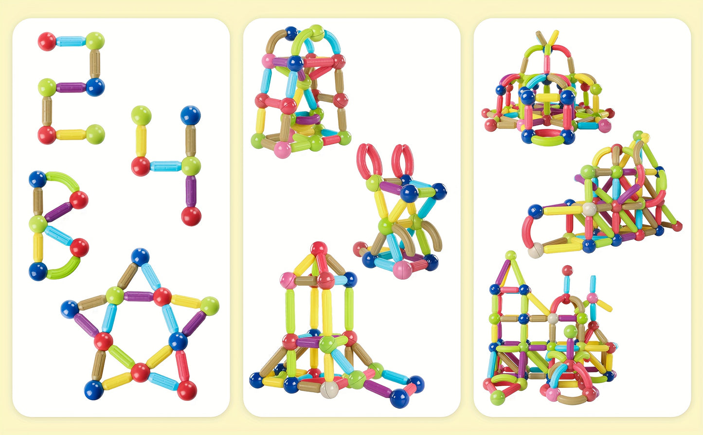 Magnetic Building Toys for Kids, 88pcs Magnetic Tiles Toddler Toys, Magnet Blocks Sticks & Ball Creativity Game, STEM Brain Development Kit for Preschool Girls, Boys Ideal Gift Set