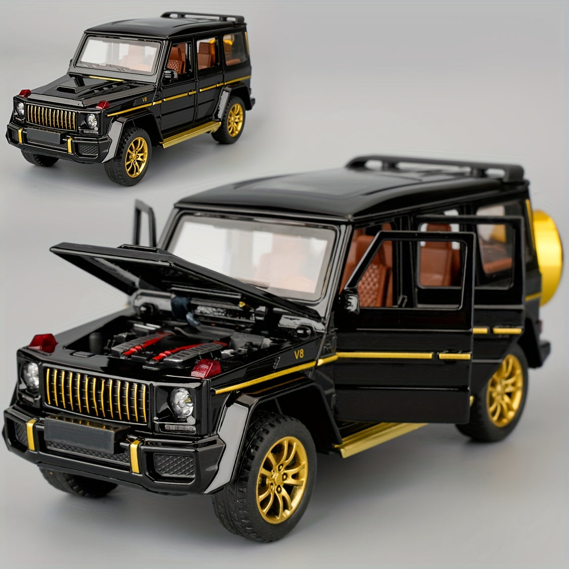 1:32 Scale SUV Car Model Toy Child Sound And Light Pull Back Car Zinc Alloy Casting Toys For Kids Boy Girl Gift, Collectible Model Car Children's Gifts (Black)