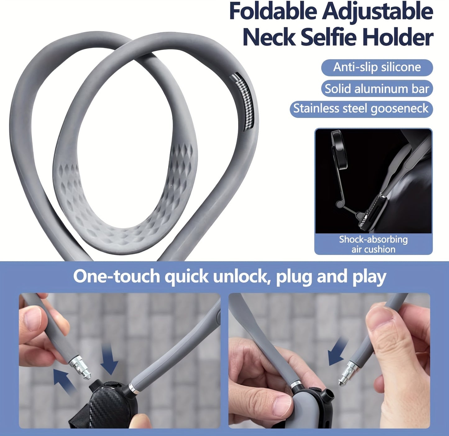 Universal Neck Mount for Phones - Hands-Free POV/Vlog Selfie Holder with Chest Strap for iPhone 15, 14, 13, 12 Series & Android Phones