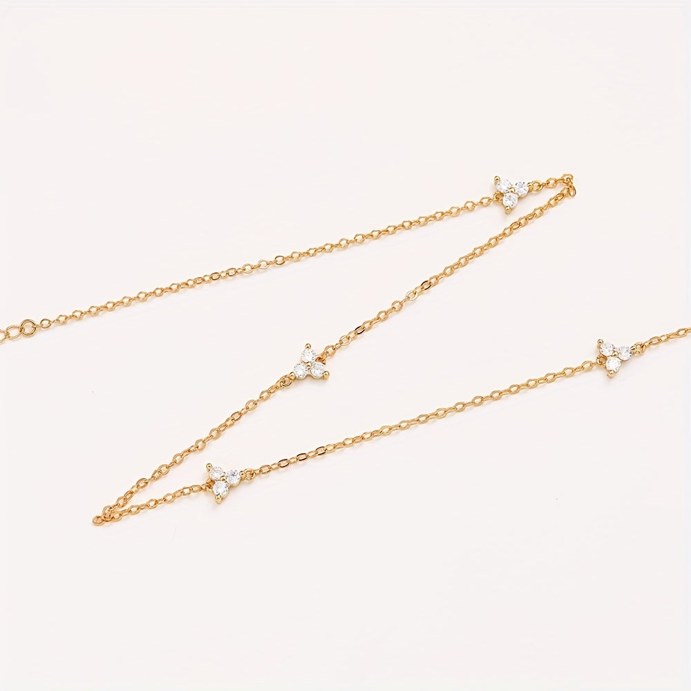 18K Plated Inlaid Small Zircon Chain Fashionable Minimalist Necklace Women's Daily Wear Neck Jewelry Accessories