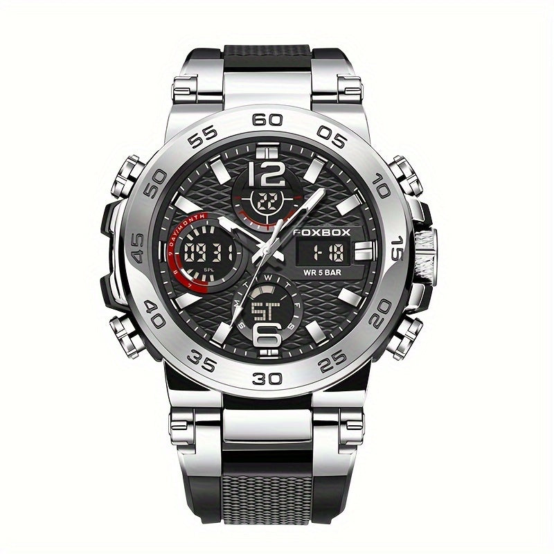 [Popular Choice] LIGE Watches for Men, 1968.5inch Clock Alarm LCD Dual Display Wristwatch