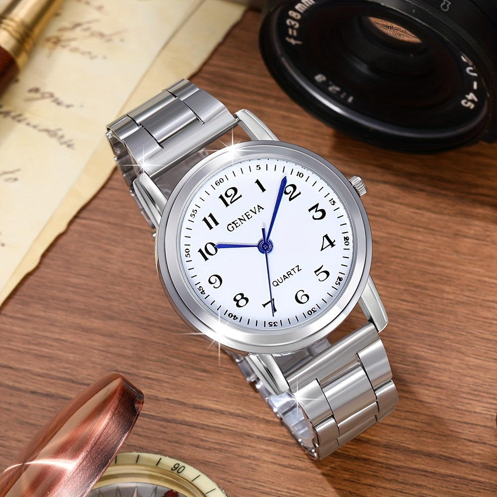 2pcs Romantic Couples Watches - Stylish Stainless Steel Quartz for Everyday Glamour - Perfect Thanksgiving Gift Set