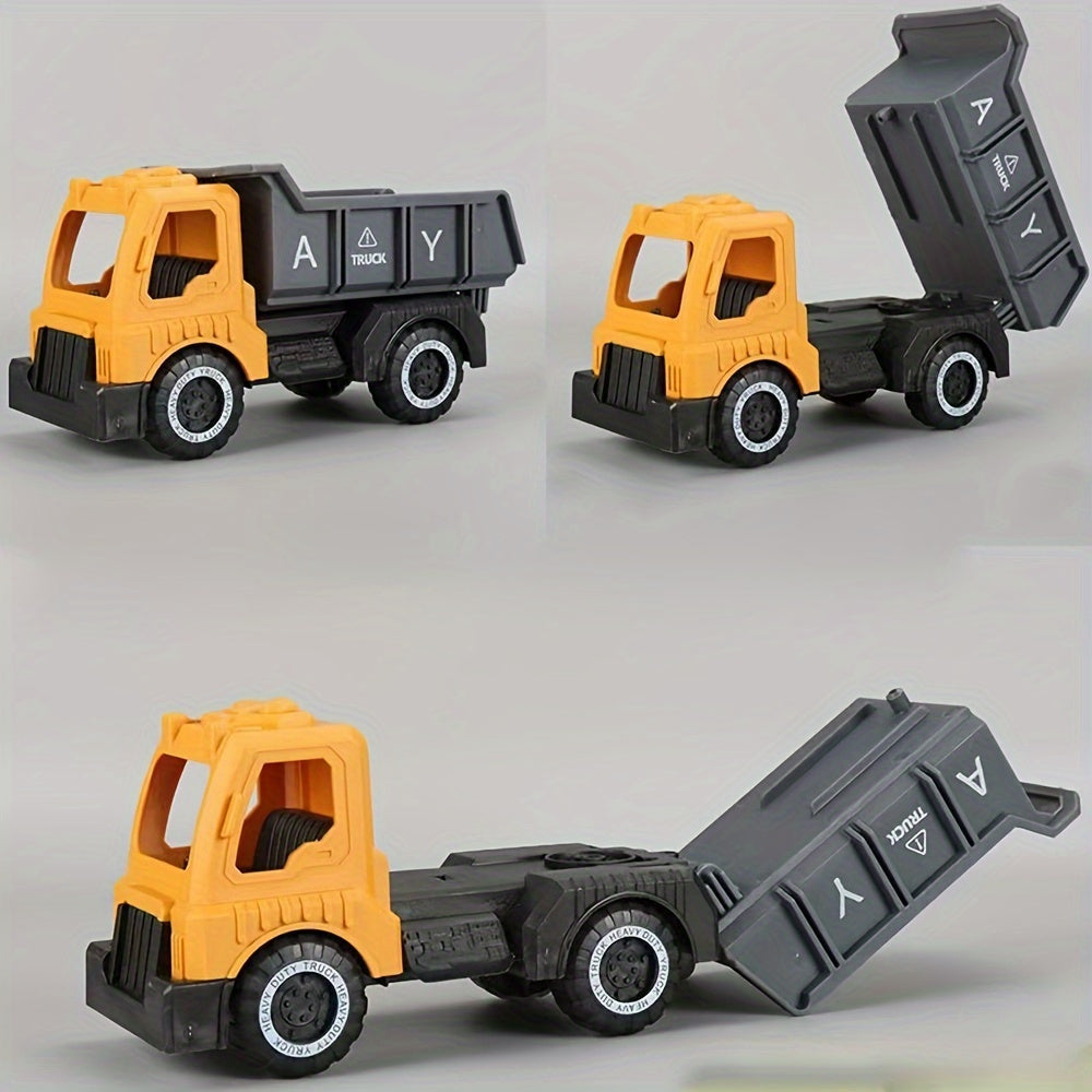 [2025 New Car Toy] 4pcs Car Toys For Kids Big Size Toys Shatterproof Excavator Mixer Dump Truck Bulldozer Engineering Toy Cars For Two Years Or More Kids Toys Boy Car