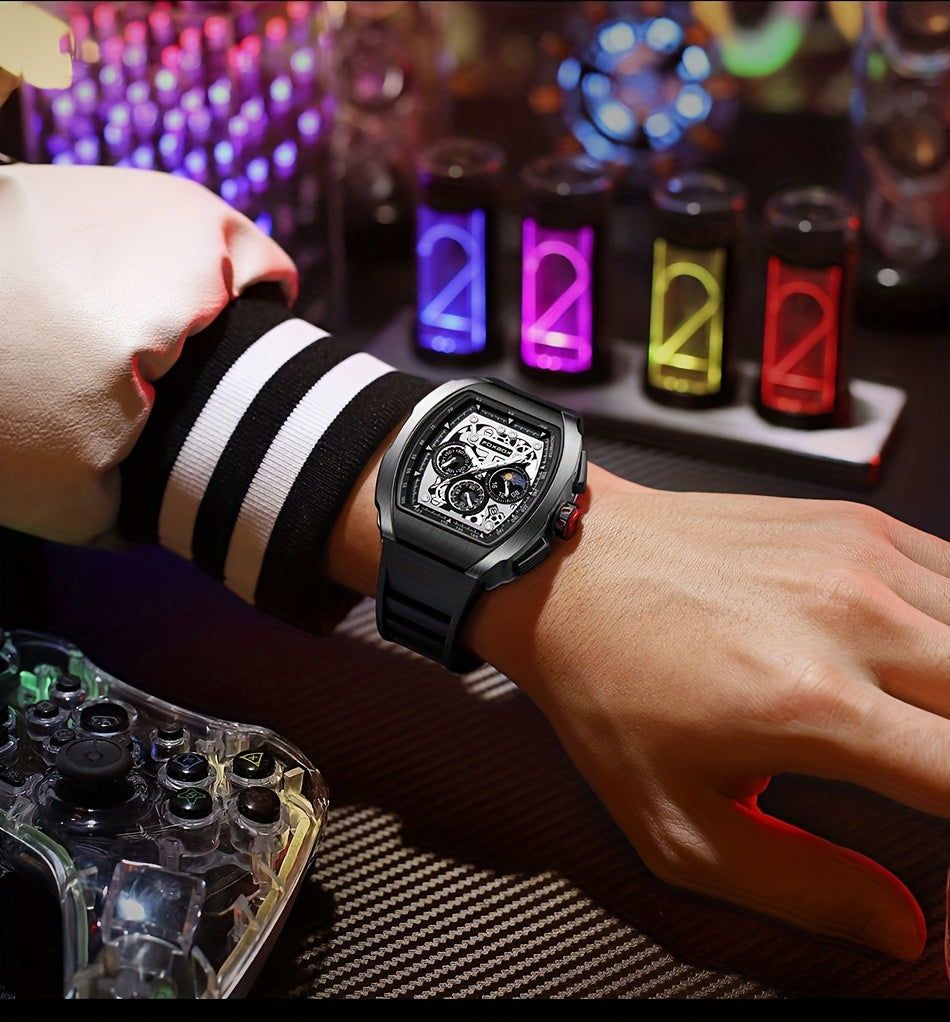 Foxbox Men's Waterproof Quartz Wristwatch, Date Sport Silicone Wrist Watches