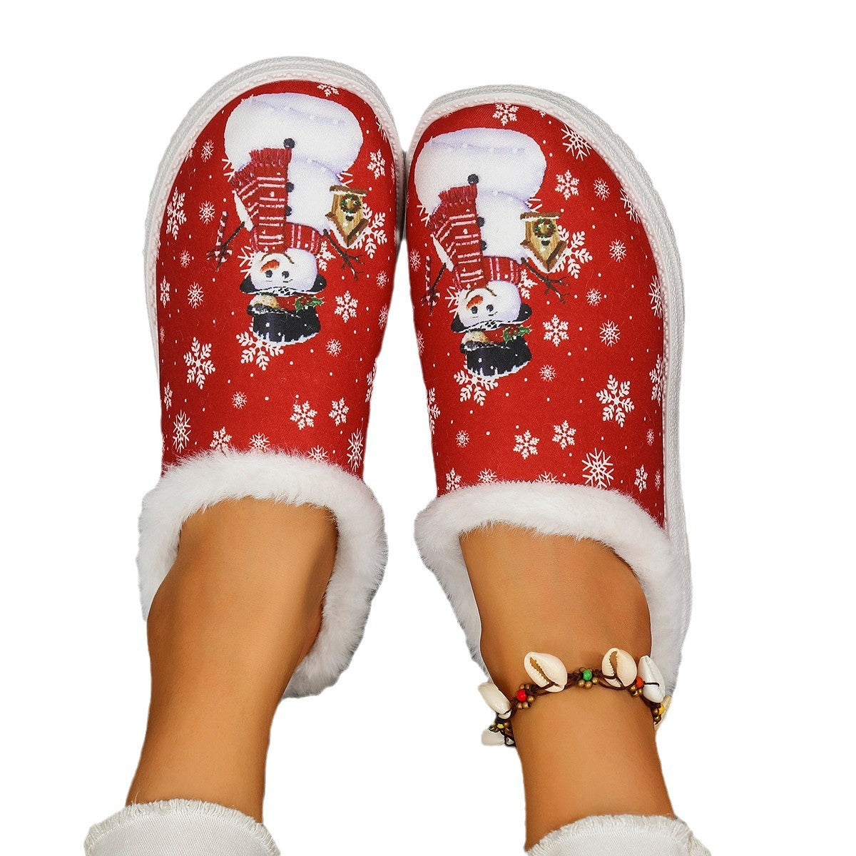 Womens Cozy, Thick-soled Cotton Slippers For Christmas