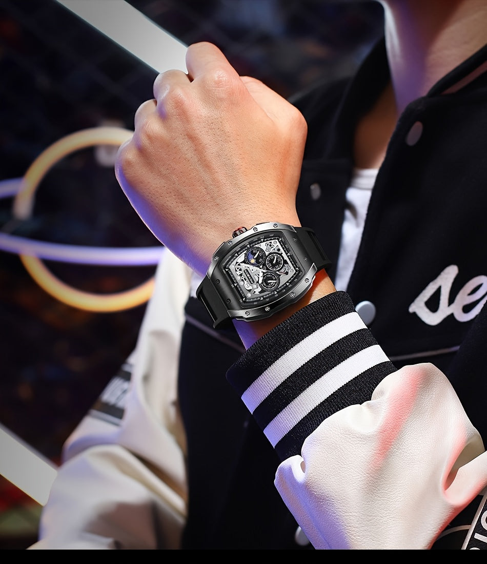 Foxbox Men's Waterproof Quartz Wristwatch, Date Sport Silicone Wrist Watches