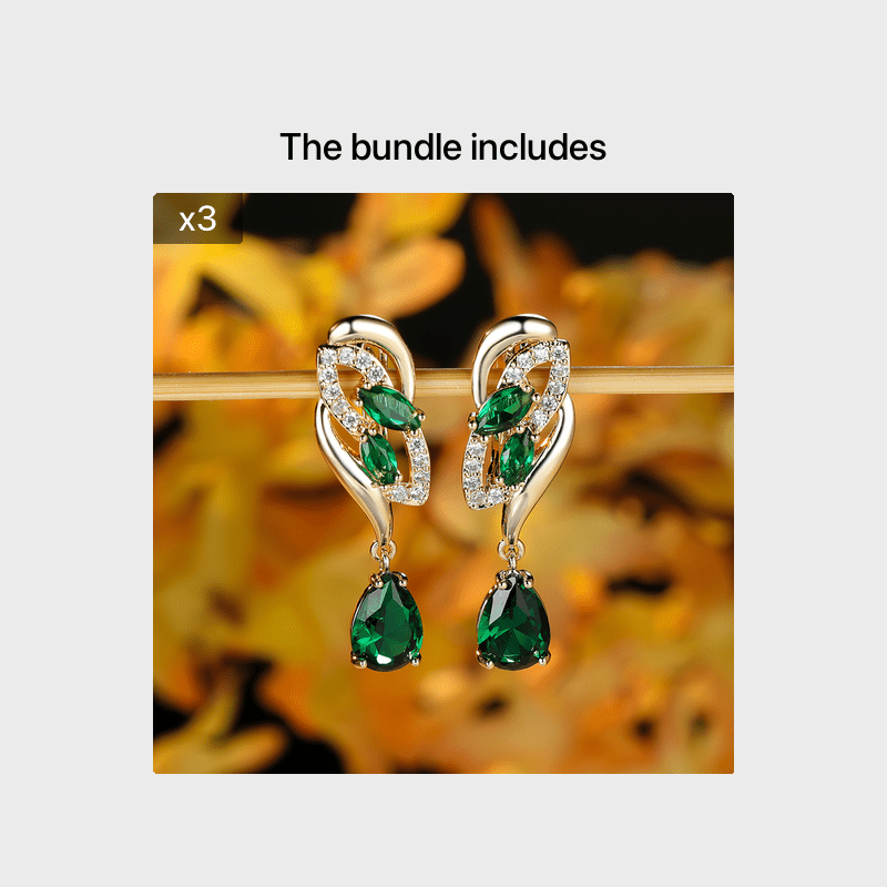 ANGOL Romantic Flower Dangle Earrings for Women - Golden-Tone Floral Design with Red & Clear Synthetic Gemstones, Elegant Party & Everyday Jewelry Gifts