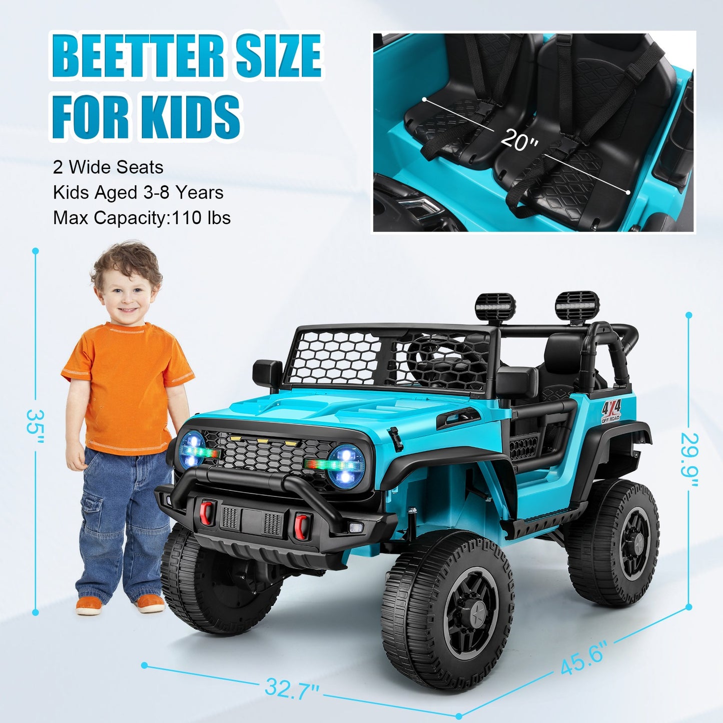 XL 24V Ride-on Toys, Kids Driveable Car Two Seater with Parent Remote, 20'' Wide Seat, 4x100W Powerful Motors, Music, Electric Ride-on Toys for Kids 24v, LED Head Light, Christmas Gift