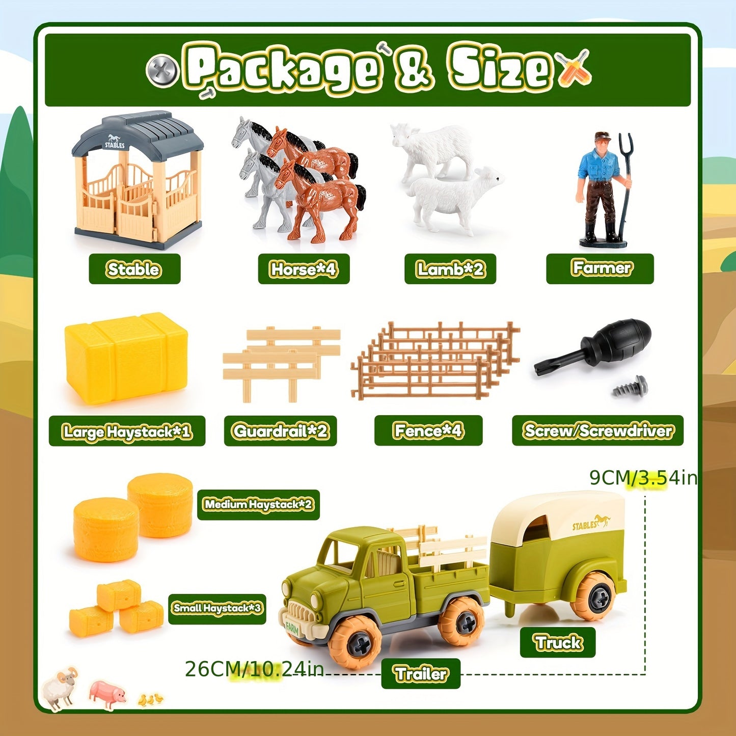 Farm Animal Toys For Kids, Truck Toys Boys Building Stem Toys For Boys Ages 3-9 Farm Toys With Horse, Lamb For, Perfect Girls Boys Birthday&back To School Gifts