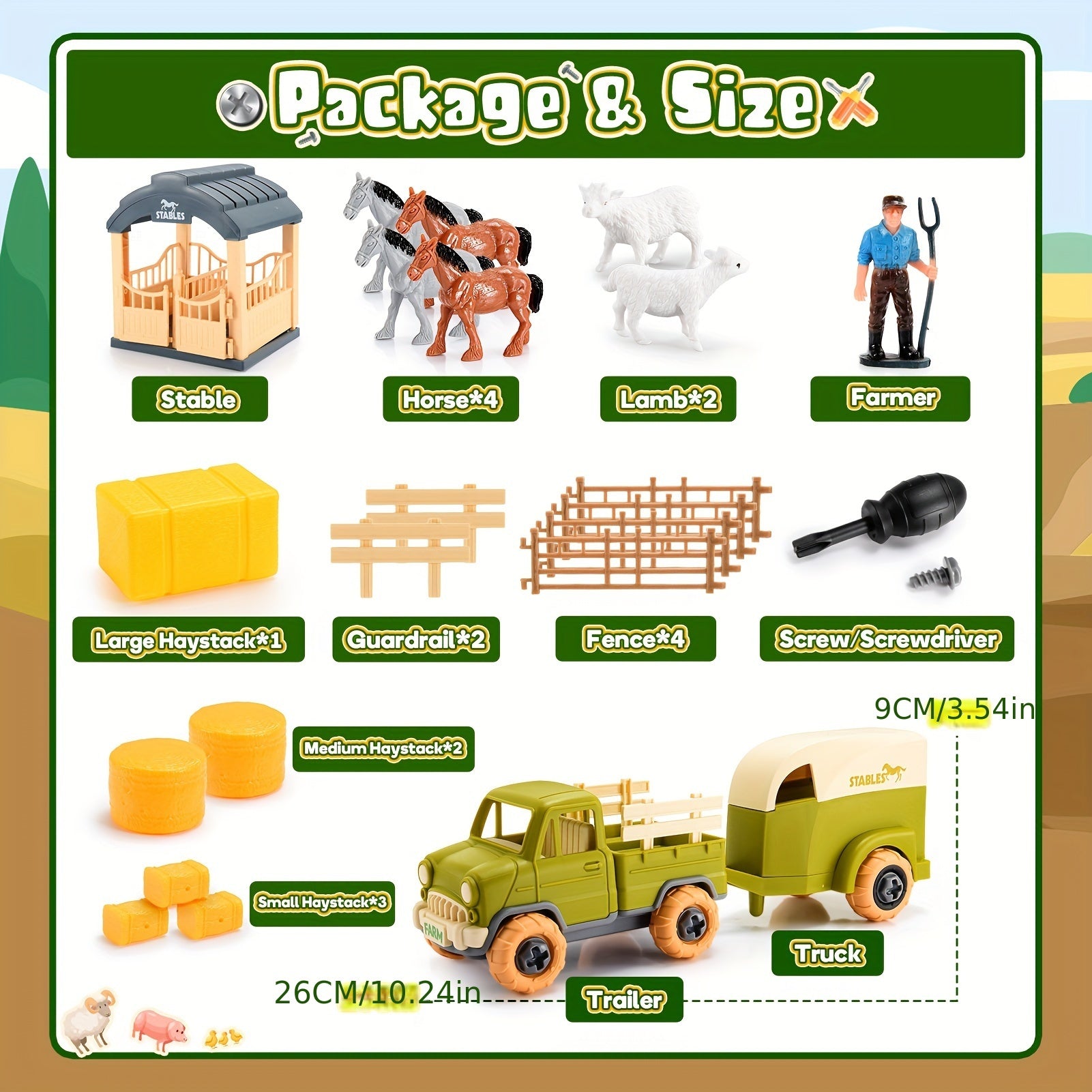 ألعاب حيوانات المزرعة للأطفال، ألعاب شاحنات للأولاد، ألعاب بناء جذعية للأولاد من سن 3 إلى 9 سنوات، ألعاب مزرعة مع حصان، حمل، هدايا مثالية للفتيات والأولاد لأعياد الميلاد والعودة إلى المدرسة