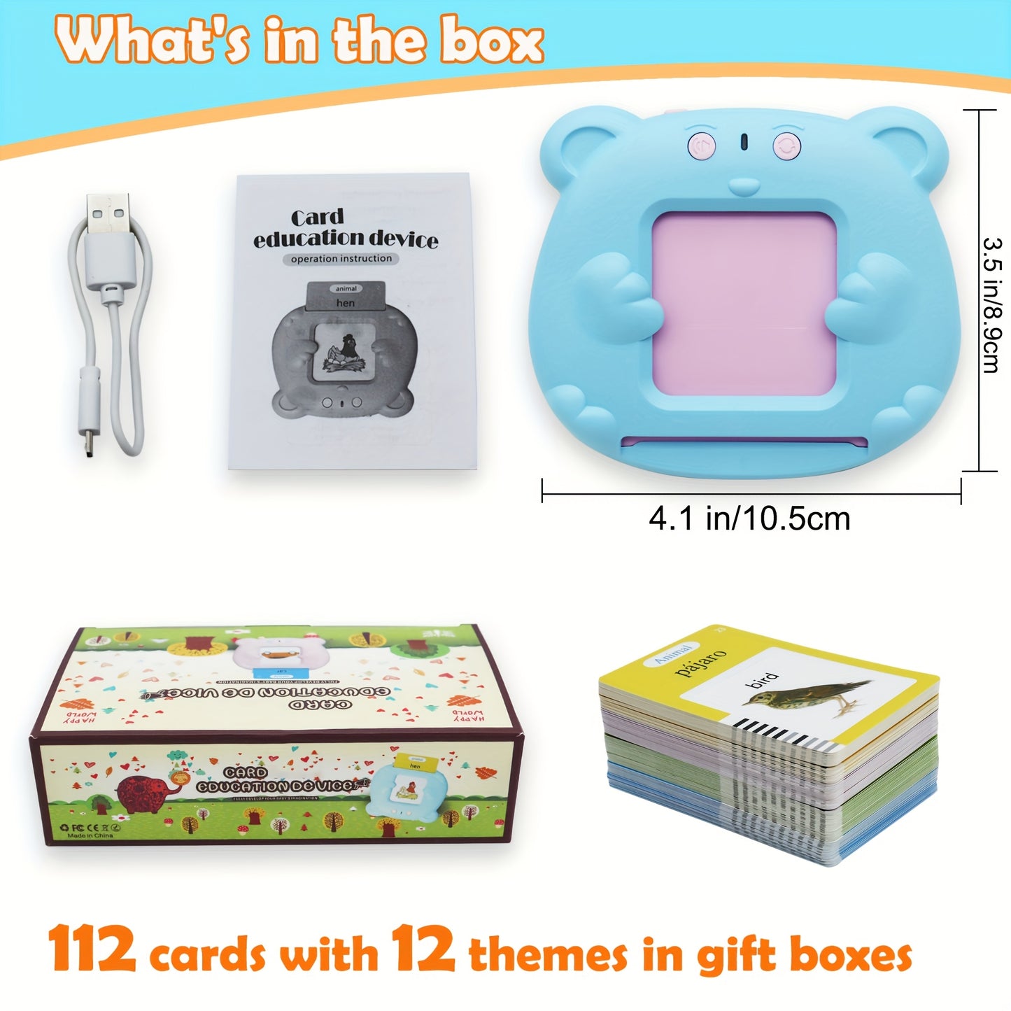 224 Words Spanish & English Bilingual Talking Flash Cards, Sensory Speech Audible Toys For Kids To Learn Spanish, Pocket Vocabulary Educational Game Christmas Thanksgiving Birthday Gift