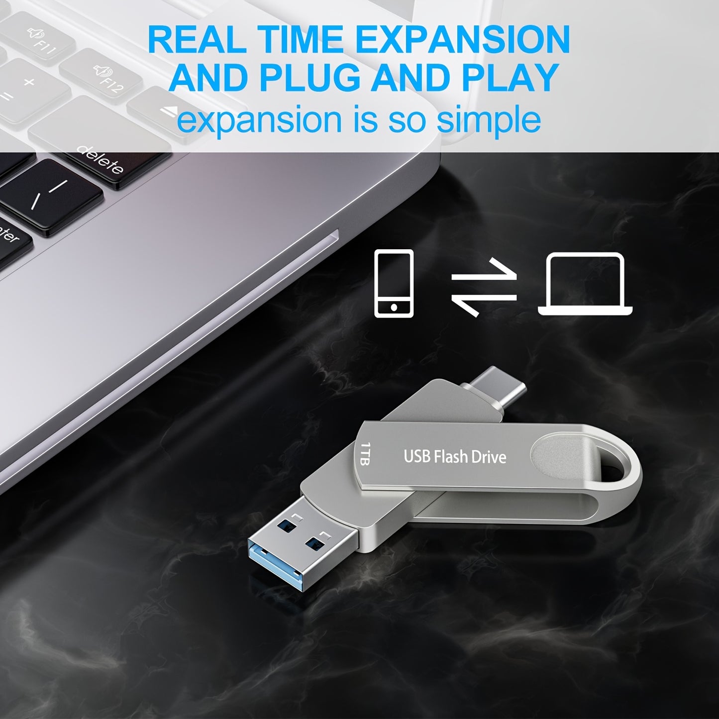 1TB High-Speed USB C Flash Drive - Dual USB 3.0 Memory Stick for Android Phones, MacBook Pro, iPad, Laptop, Computer, and PC - External Data Storage with Fast File Transfer, Compact Design, and Reliable Performance