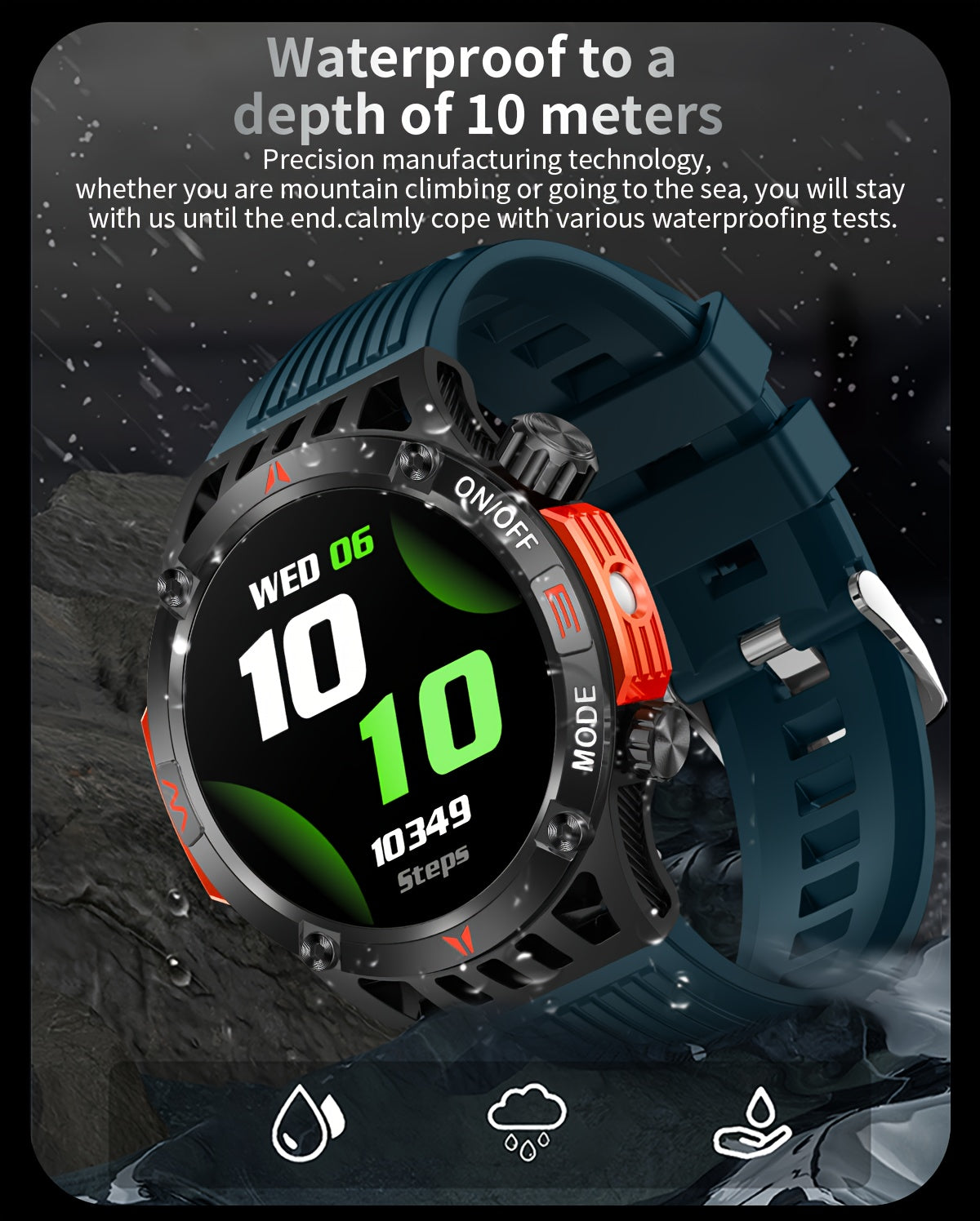 QTLJJBY Smart Watch Wireless Answer And Call SOS Outdoor Watch Outdoor Sports Watch LED IP68 Compass Fitness Tracker Pedometer Multimedia Message Display, Suitable Mobile Phones, Men's And Women's Smart Watches Gift