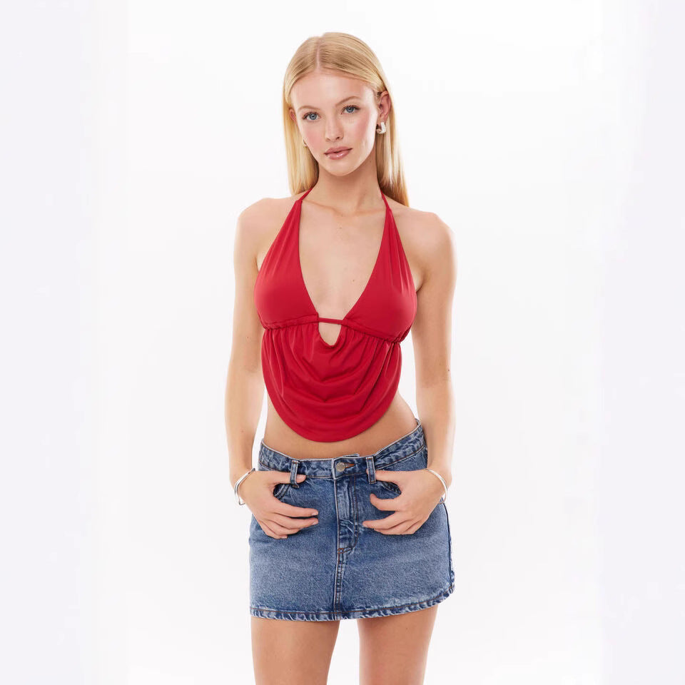 Women's Lace-up Vest Halter-style Backless Top