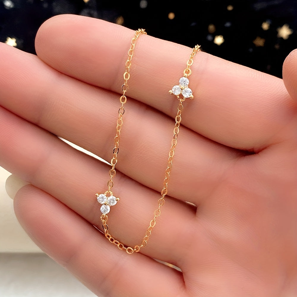 18K Plated Inlaid Small Zircon Chain Fashionable Minimalist Necklace Women's Daily Wear Neck Jewelry Accessories