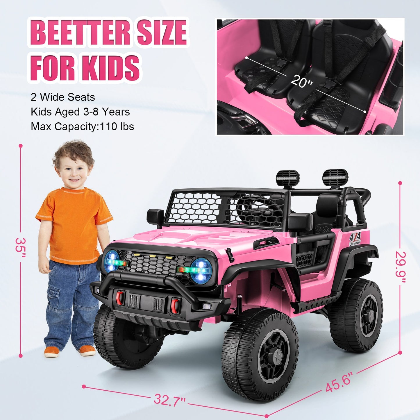 XL 24V Ride-on Toys, Kids Driveable Car Two Seater with Parent Remote, 20'' Wide Seat, 4x100W Powerful Motors, Music, Electric Ride-on Toys for Kids 24v, LED Head Light, Christmas Gift