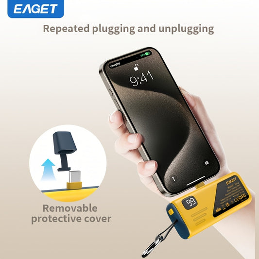 شاحن محمول صغير من EAGET من النوع C، بنك طاقة قابل للتعليق، بطارية احتياطية بشاشة LCD مدمجة لهاتف iPhone 15/15 Plus/15 Pro/15 Pro Max لهاتف Samsung وMoto وGoogle PIXEL وهواتف Android