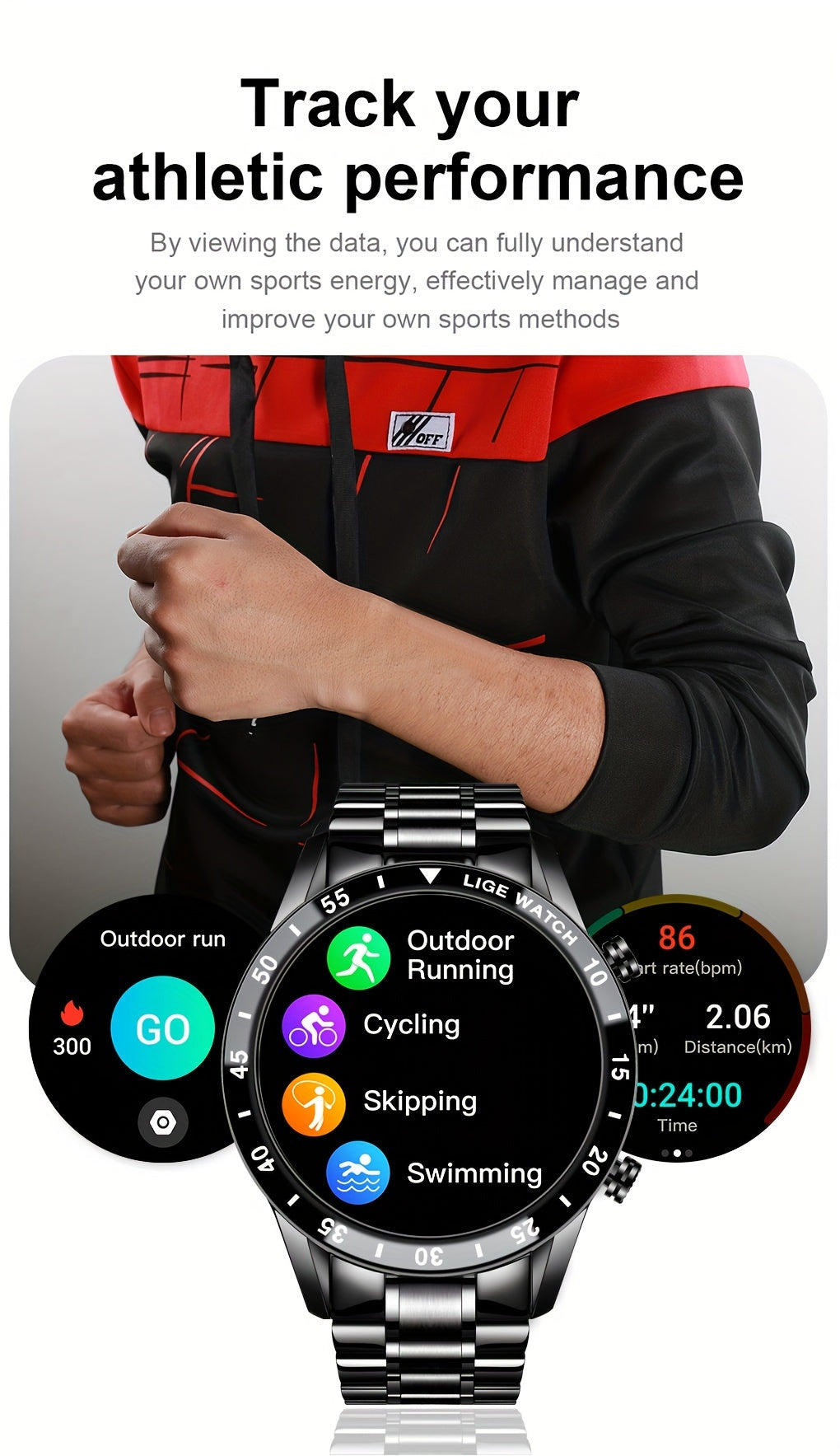 Fashion Smart Watch Full Touch Screen Answer And Reject Incoming Smart Watches Music Control Shake To Take Photo Music Control Sleep Monitoring Step Counting Countdown Sports Fitness Watch