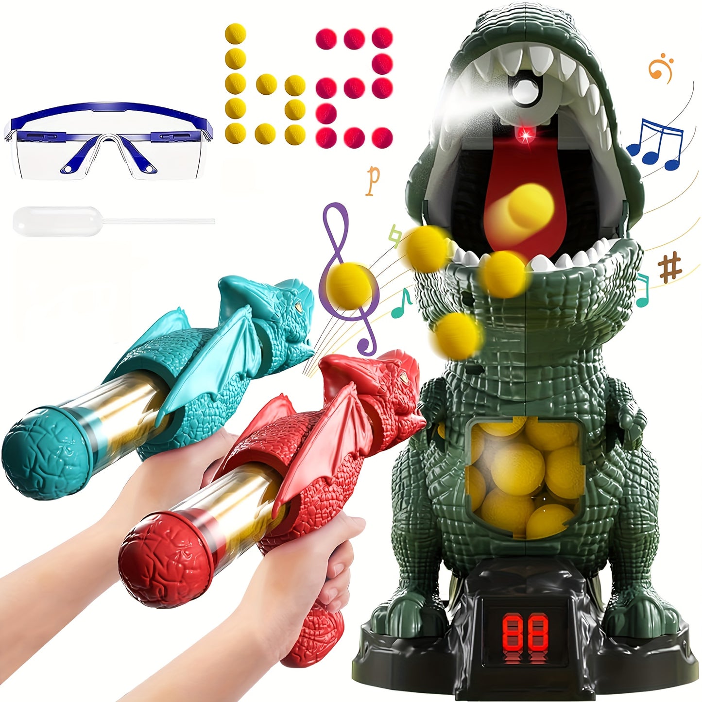 BZX Dinosaur Shooting Toy, Dinosaur Toys For Kids 5-7, 2 Air Pump Guns And 72 Foam Bullets, Hand-Eye Coordination Exercise Toy Gun, Kids Toys For 4, 5, 6, 7, 8, 9 Year Olds, Easter Gifts For Kids