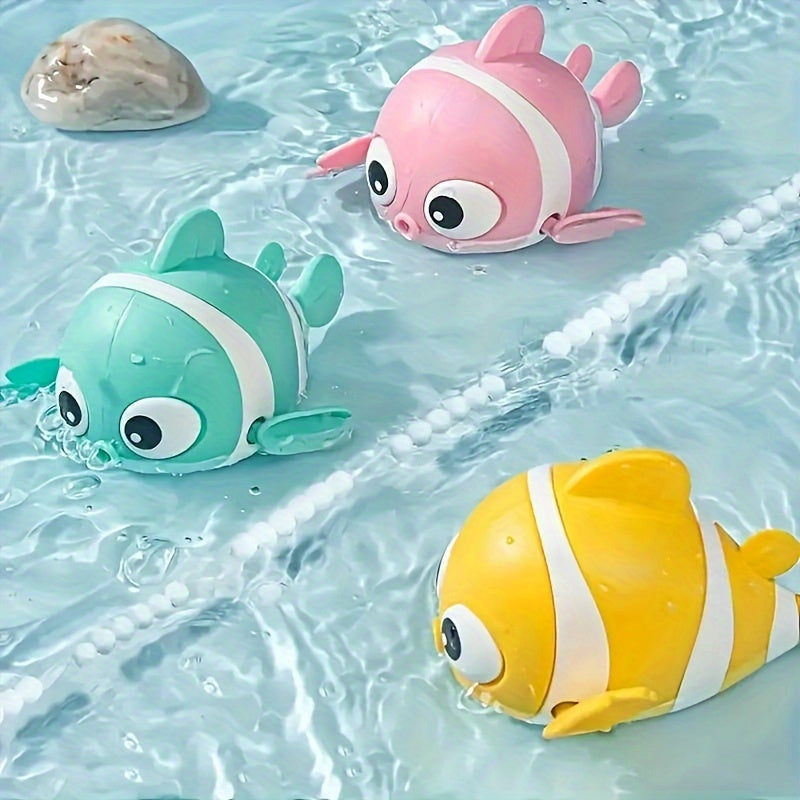 3 Packs Floating Kids Bath Toy: Wind-Up Swimming Clown Fish Floating Water Toy Clockwork Bathtub Toys for Kids, Cute Pool Toys for Christmas Gifts, Random Color