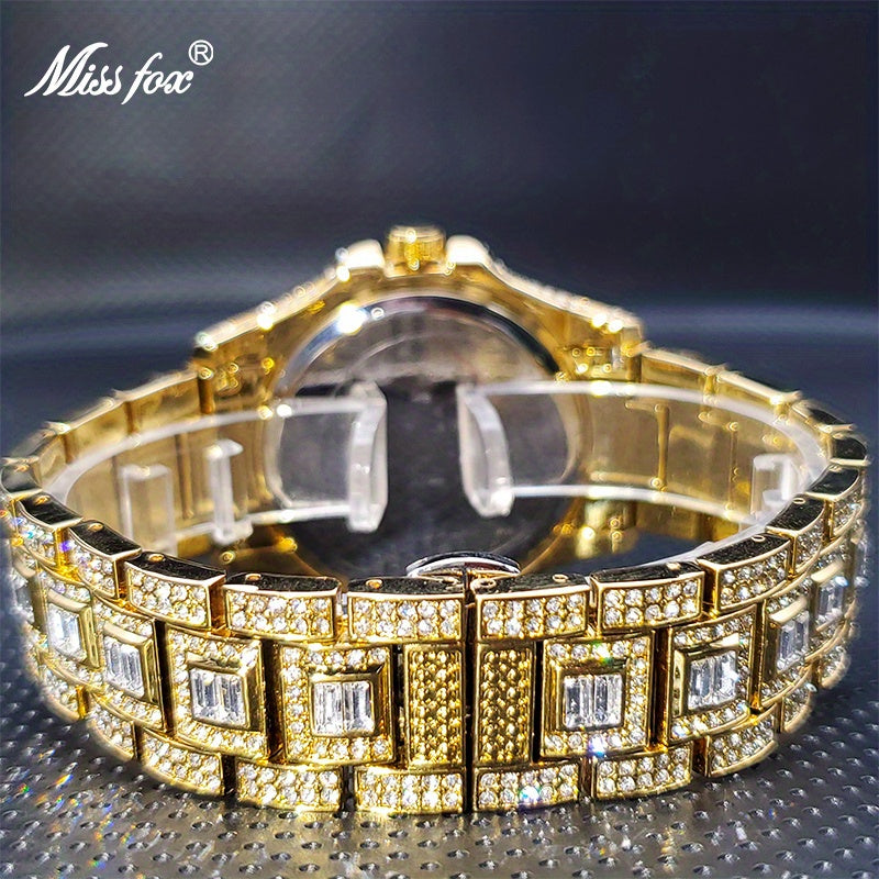 MISSFOX Fashion Faux Diamond Watches, Arabic Number Waterproof Quartz Watches For Men And Women