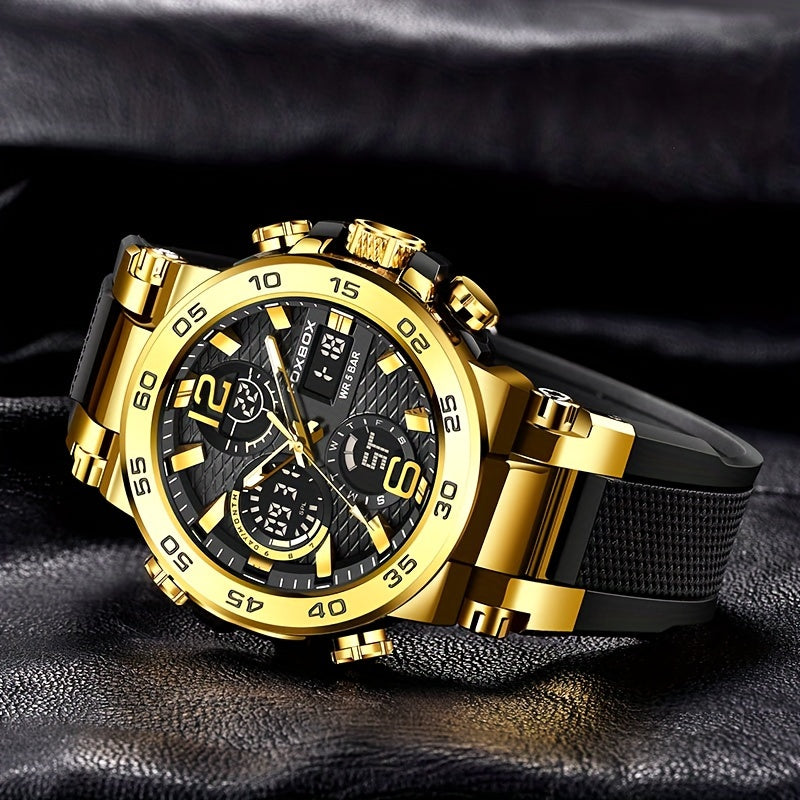Fashion Casual Men's Watch with Multiple Color Choices. Electronic Dual Display Glowing Multi-Functional Chronograph Watches. Suitable for outdoor camping