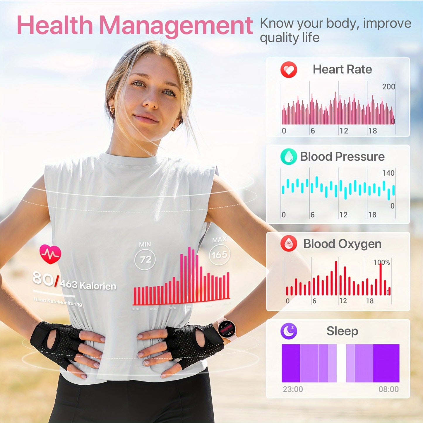 1.39-inch Women's Smart Watch with Full Touch Screen, Make/Receive Calls, Message Push, Fitness Tracker, Pedometer, 100+ Sports Modes for iPhone/Android Phones