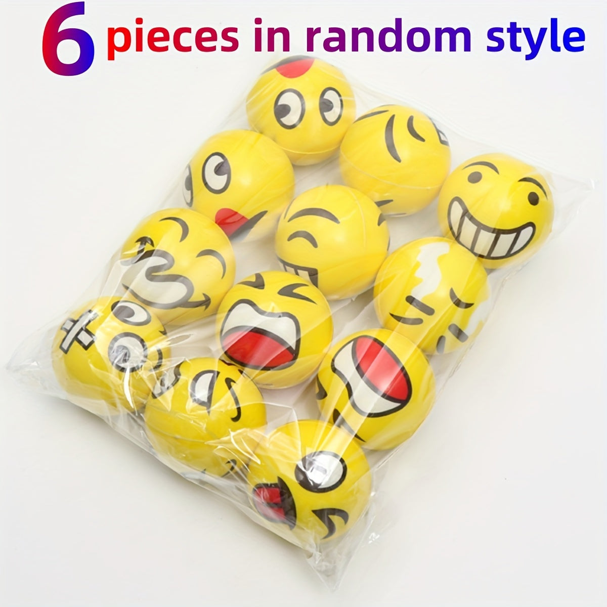 12-Pack Funny Face Stress Relief Squeeze Balls, Sponge Novelty Squishy Toys for Kids, Assorted Facial Expressions Gag Toys, Party Favors, Holiday Blind Box, Birthday Gifts for Ages 3-8, TPU Material