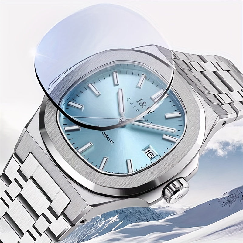 I&W CARNIVAL Men's Automatic Mechanical Watches, Waterproof Strong Luminous Full Steel Auto Date Watch