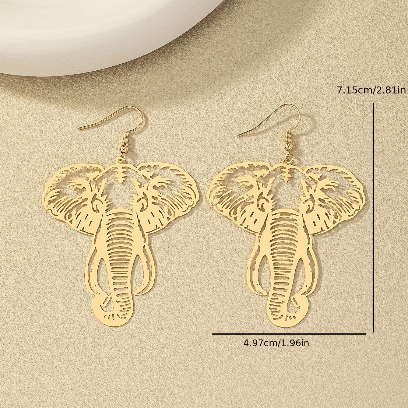 Elegant Copper 14K Plated Hollow Elephant Design Dangle Earrings - Trendy Minimalist Style Jewelry for Women - Unique Gift Idea with Exquisite Craftsmanship and Durable Plating