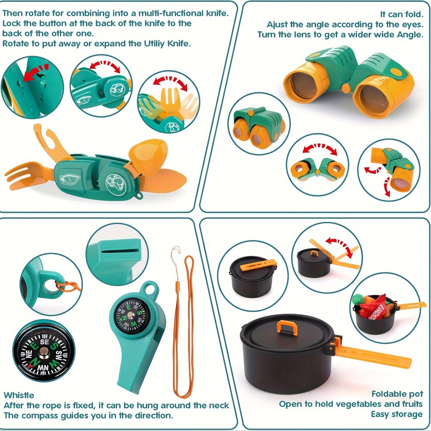 Kid Camping Games, Outdoor Toys For Kids 3-5, Camping Tool Pretend Role Play Toys With Kids Tent/Campfire/ Telescope/Play Food/Whistle/Oil Lamps, 3 4 5 6 Year Old Boy Girl Gifts