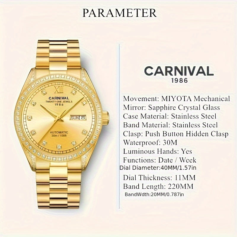 Fiesta watches, men's mechanical watches, Japanese movements, trendy authentic men's watches, hollowed-out watches, holiday gifts