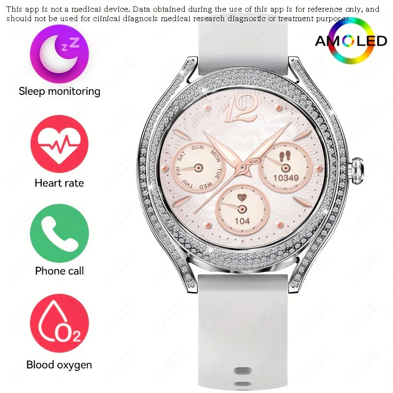 Smart Watch (Answer/Make Call), 128"AMOLED High-definition Color Screen, IP67 Waterproof/ Calculator/ Engineering Test Mode & Shipping Mode/Do Not Disturb Mode/Battery Saver Mode Fitness Watches for Women & Men