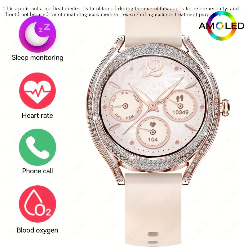 Smart Watch (Answer/Make Call), 128"AMOLED High-definition Color Screen, IP67 Waterproof/ Calculator/ Engineering Test Mode & Shipping Mode/Do Not Disturb Mode/Battery Saver Mode Fitness Watches for Women & Men