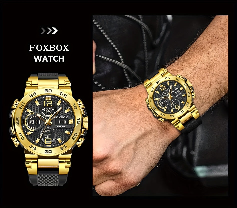 Fashion Casual Men's Watch with Multiple Color Choices. Electronic Dual Display Glowing Multi-Functional Chronograph Watches. Suitable for outdoor camping