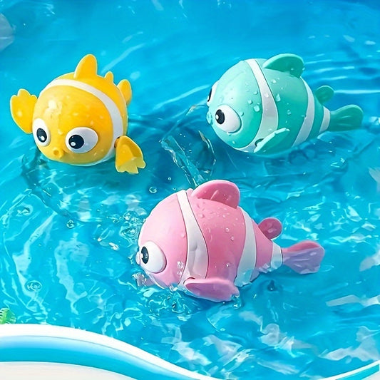 3 Packs Floating Kids Bath Toy: Wind-Up Swimming Clown Fish Floating Water Toy Clockwork Bathtub Toys for Kids, Cute Pool Toys for Christmas Gifts, Random Color