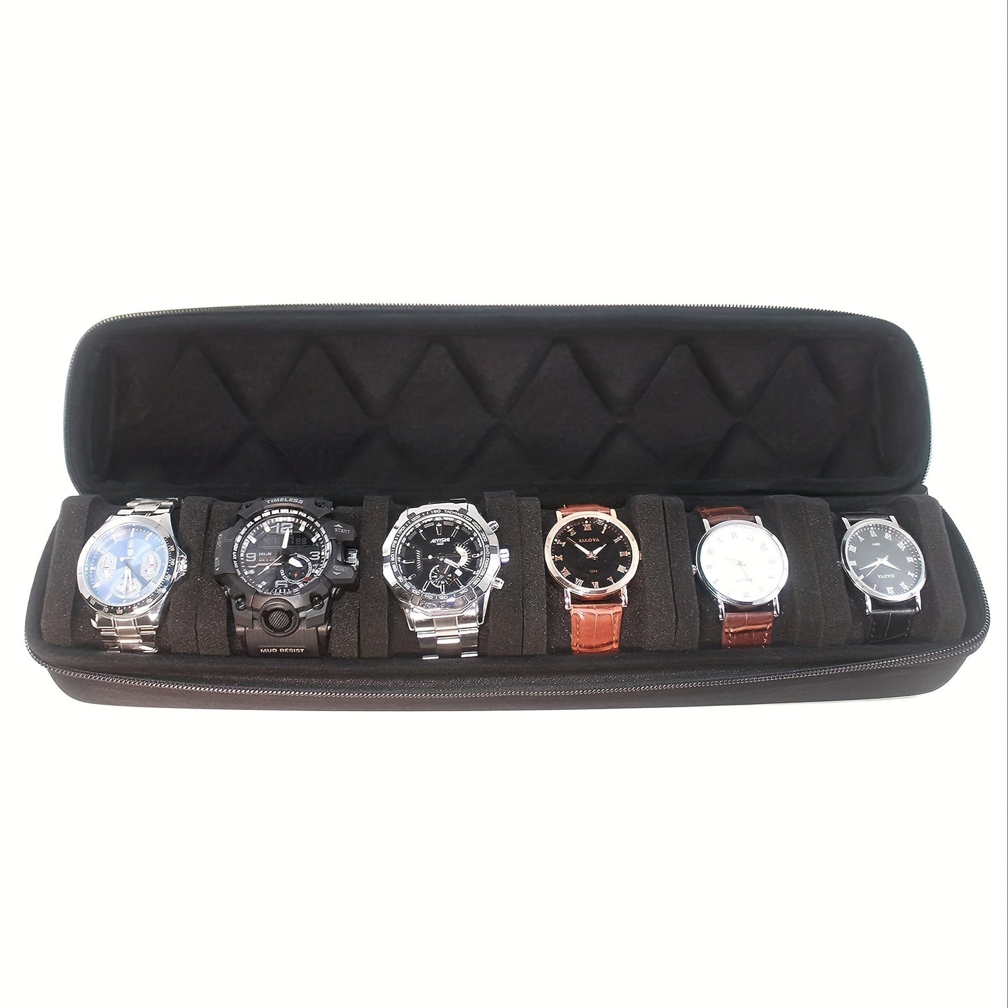 6-Watch Storage Case - Durable Hard-Shell Protection, Spacious Interior, Plush Soft Pillow - Portable Travel Case for Watches, Ideal for Home Storage and Organization