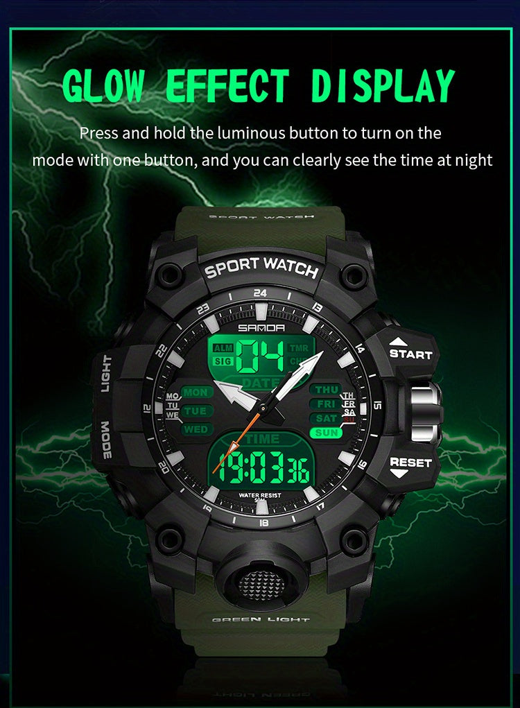 Stylish SANDA Waterproof Multi-Functional Watch for Men - Wrist Watches with Date Display, Alarm, Stopwatch, and LED Light - Perfect for Outdoor Activities
