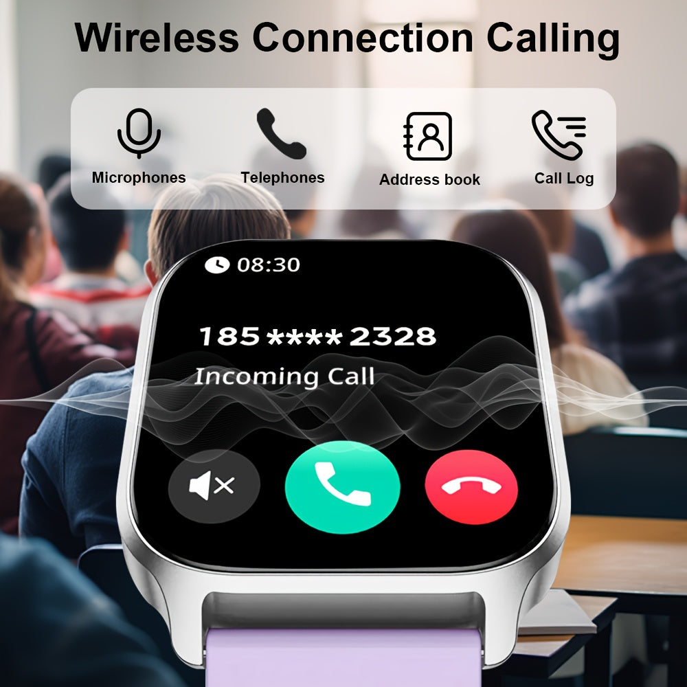 ساعة LAXASFIT الذكية بشاشة لمس كاملة 2.01 بوصة - مقاومة للماء IP68، لاسلكية 5.3، متتبع لياقة بدنية مع تنبيهات للمكالمات والرسائل النصية، أكثر من 100 وضع رياضي، شحن USB، متوافقة مع أجهزة Android/iPhone - تصميم أنيق للرجال والنساء، ساعة ذكية