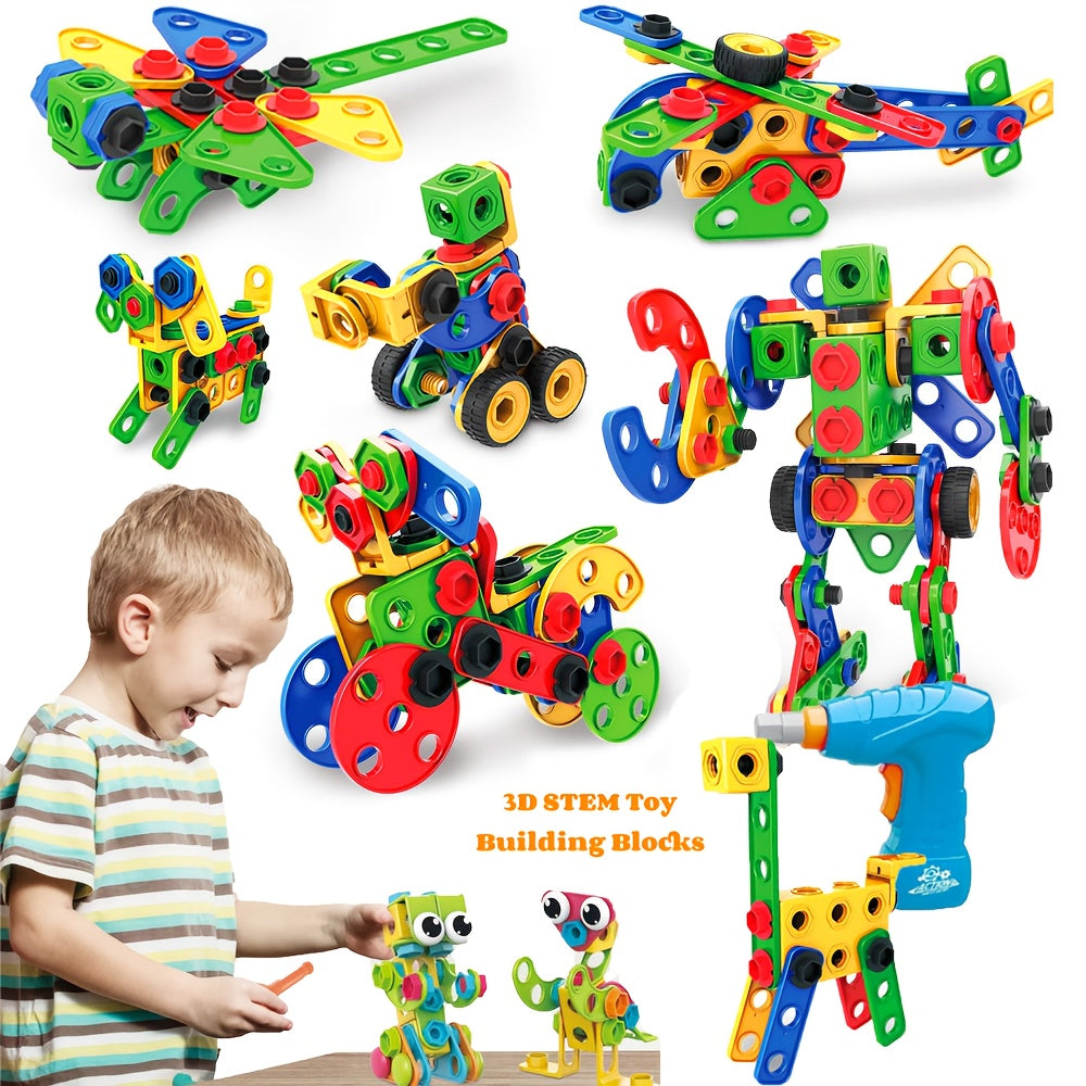 [STEM Toys] 195pcs Educational STEM Toys, Building Blocks Toys For Kids 3+ Years Old, Building Toys With Storage Box For Kids Creative Activities Games, Halloween Christmas Gifts Party Gifts For Kids