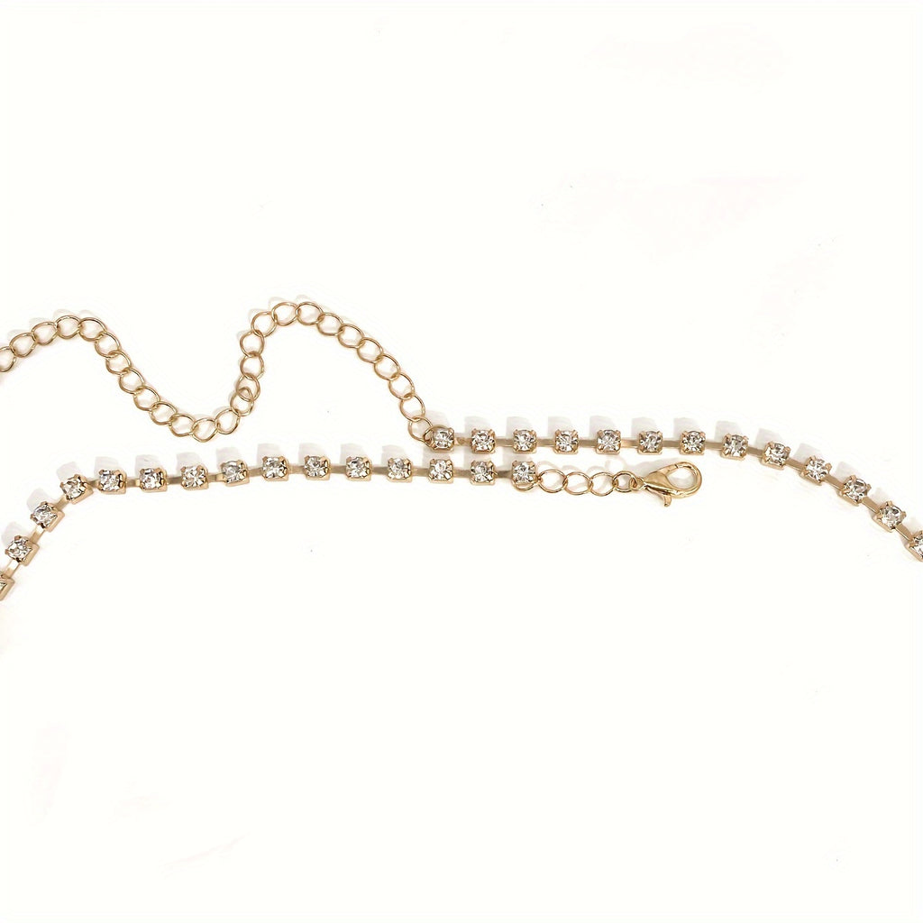 Luxury Cross Chest Chain Shiny Rhinestones Body Chain Jewelry