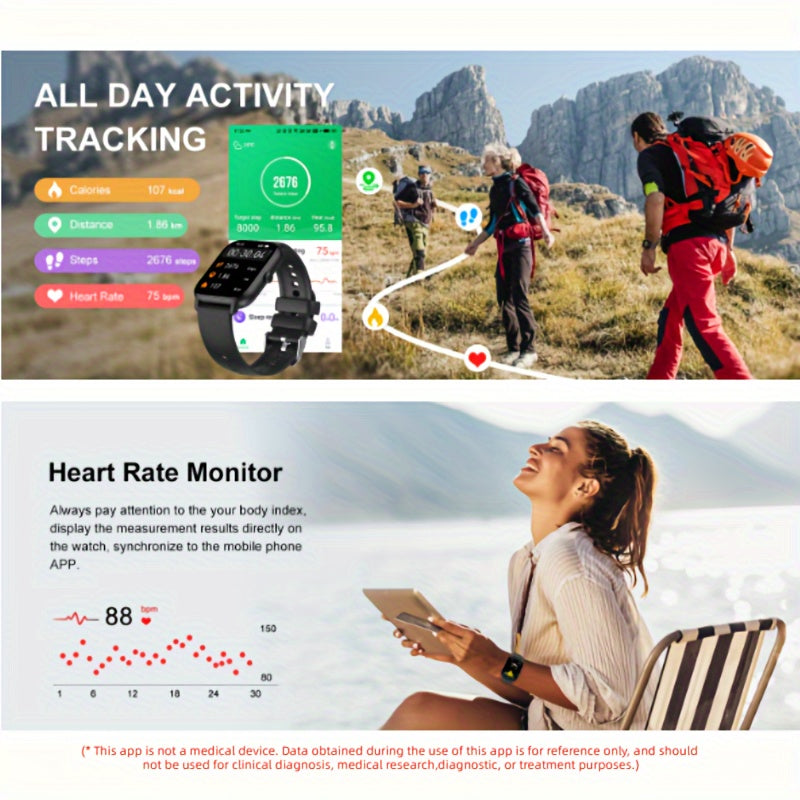 1.85" OLED Full-Touch Alloy Case Smart Watches For Man And Woman 110+ Sport Modes Fitness Watch With Sleep Monitor, Pedometer, Message/call Wireless Devices Wearable Tracker For IOS Android